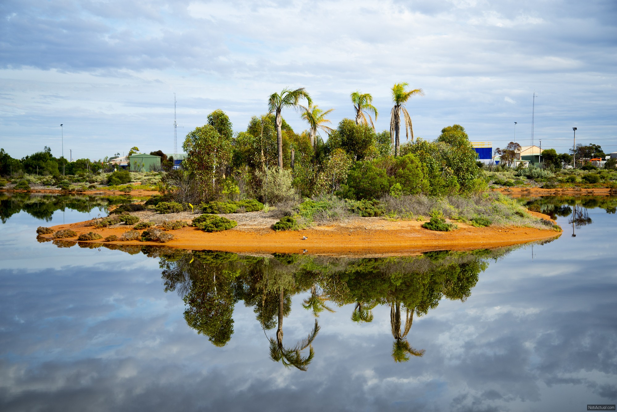 Whyalla South Australia November 17th 2019 : Sweeping panoramic aerial view of the town of Whyalla in South Australia, extending out to the port and jetty in the ocean