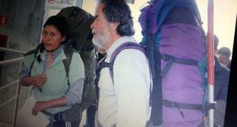 Estos son los dos montanistas que perecieron escalando la cara norte del pico Bolívar. Estación pico espejo momentos antes de partir.