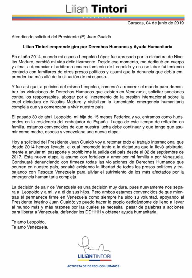 la carta de lilian tintori