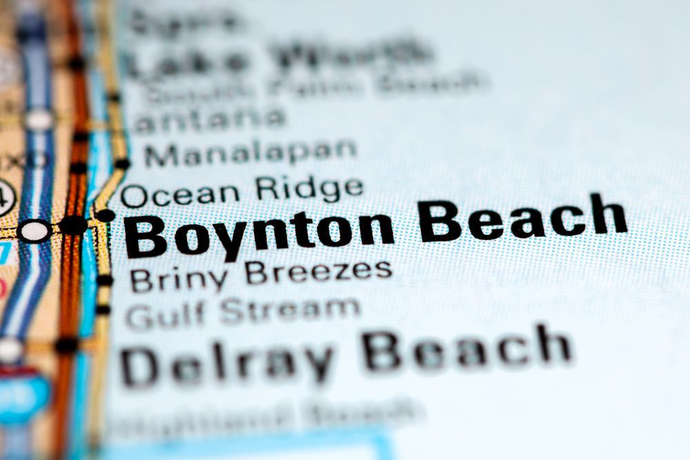 Boynton Beach. Florida. USA on a map