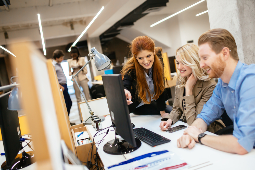 Businesspeople working in office