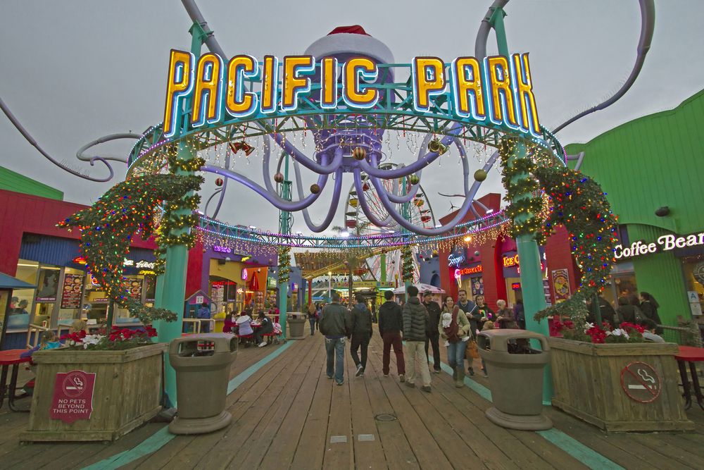 LOS ANGELES DECEMBER24th:Pacific park in Los angeles beach with full of lighs Decorated for XMAS