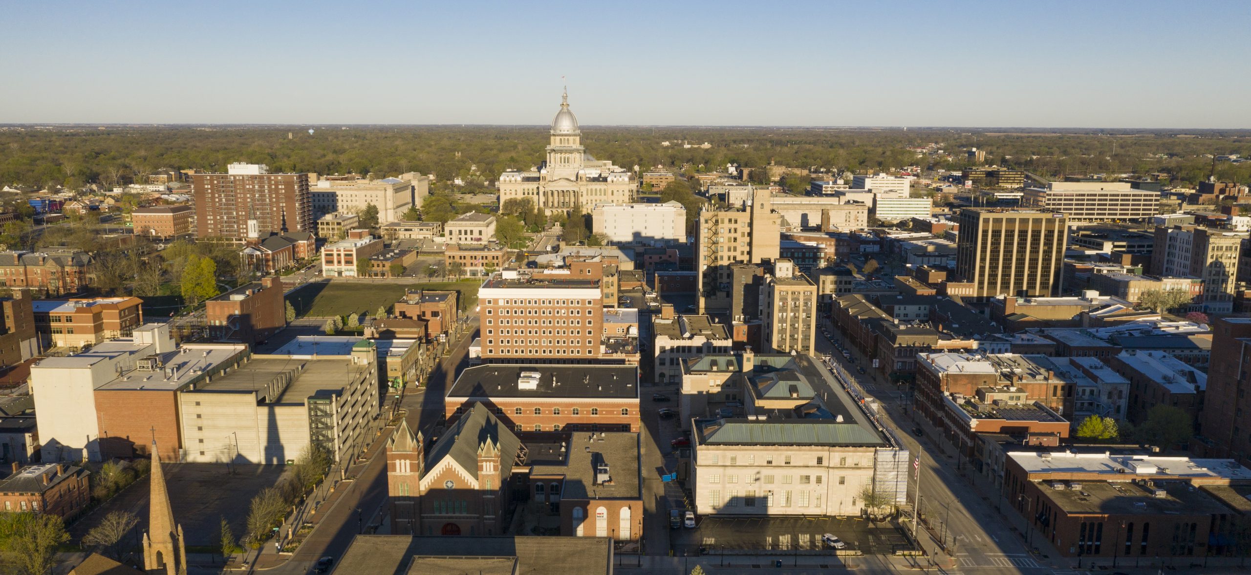 Dawn Light Hits Downtown State Capitol Building Sprigfield Illinois
