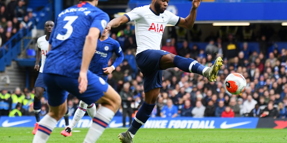 LONDON, ENGLAND - FEBRUARY 22, 2020: Japhet Tanganga of Tottenham pictured during the 2019/20 Premier League game between Chelsea FC and Tottenham Hotspur FC at Stamford Bridge.