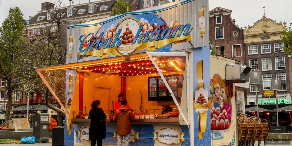 Amsterdam, Netherlands. November 2022. A typical Dutch pastry stand.