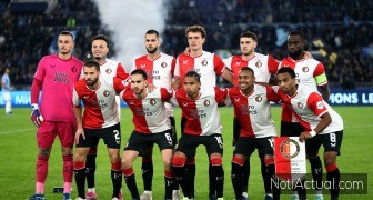 Rome, Italy 07.11.2023: Feyenoord line-up before the Uefa Champions League 2023-2024 football, group E, between SS Lazio vs Feyenoord at Olympic Stadium in Rome.