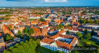 Aerial view of Odense slot castle in Denmark.