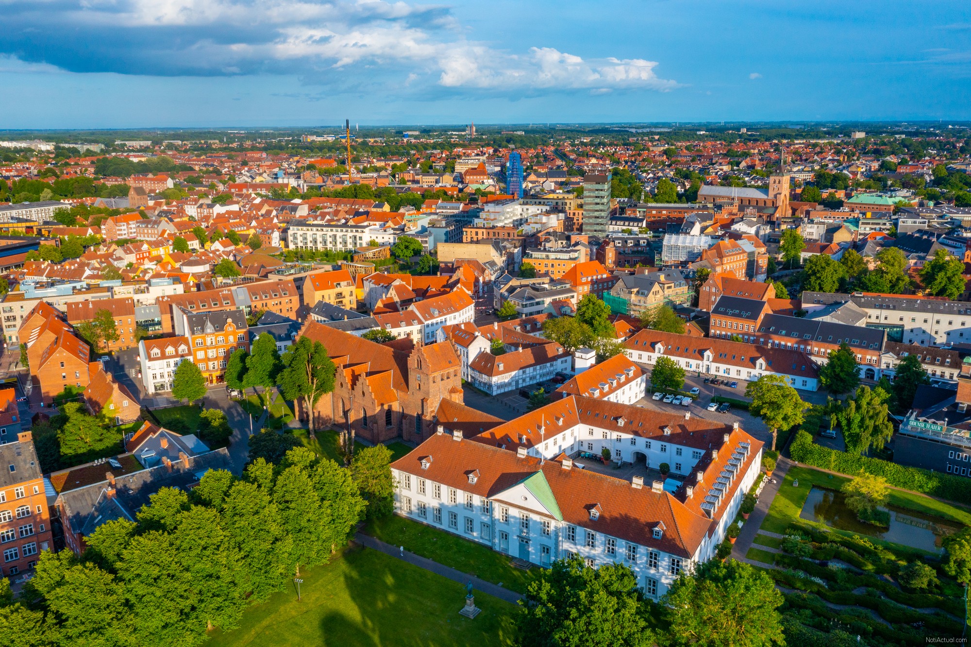 Aerial view of Odense slot castle in Denmark.
