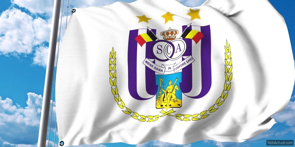 Waving flag with R.S.C. Anderlecht football club