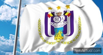 Waving flag with R.S.C. Anderlecht football club