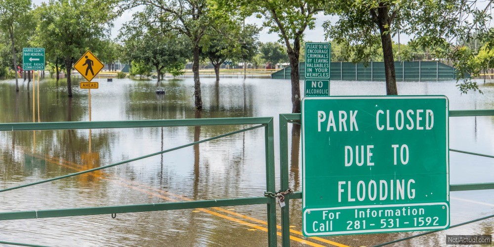 Houston, TX: Standing flood waters over roads and fields