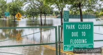 Houston, TX: Standing flood waters over roads and fields