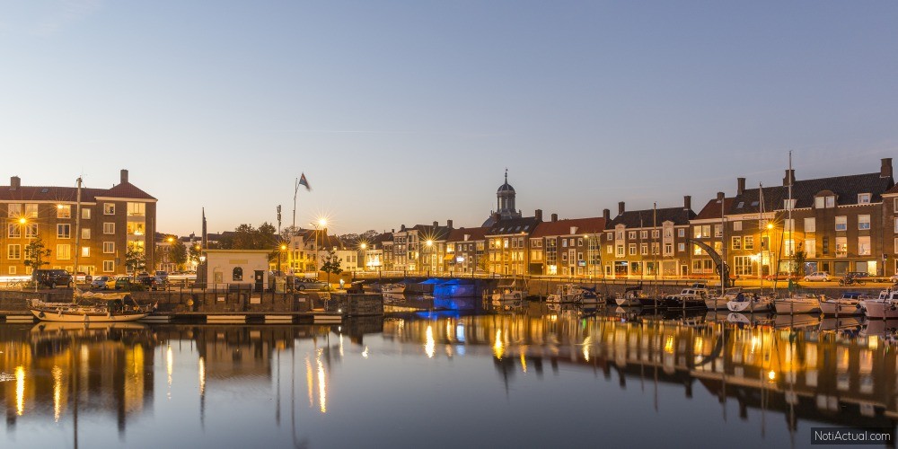 The evening cityscape of Middelburg, Netherlands