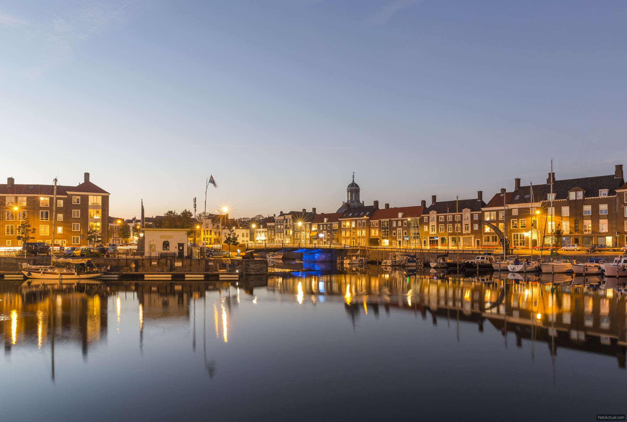 The evening cityscape of Middelburg, Netherlands