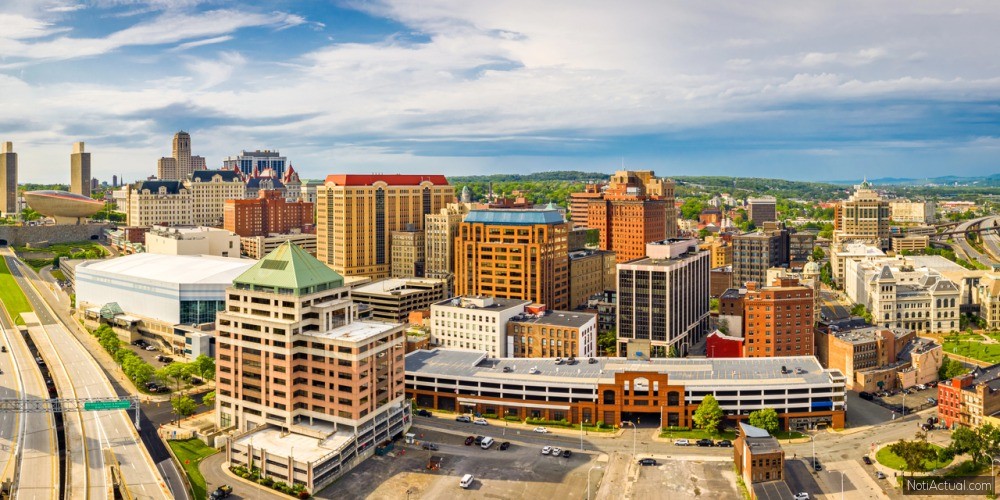 Aerial panorama of Albany, New York