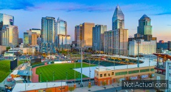 Downtown Charlotte North Carolina Skyline Aerial.