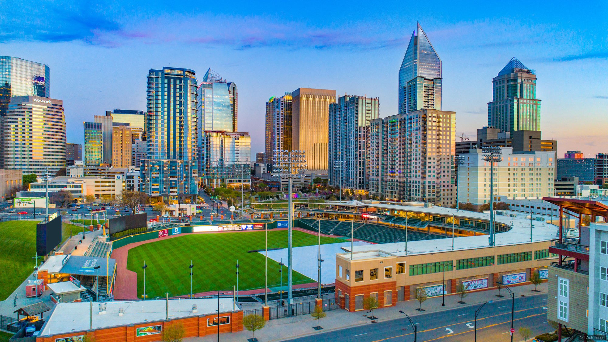 Downtown Charlotte North Carolina Skyline Aerial.