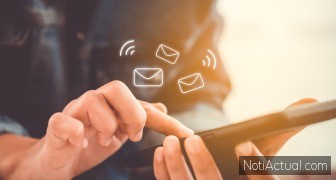 Woman hand using smartphone to send and recieve email. Business communication technology concept.