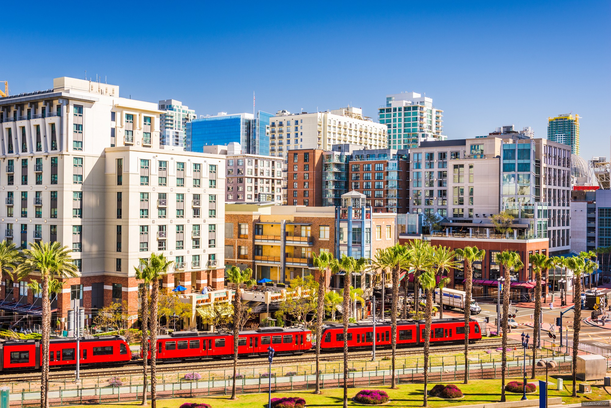 San Diego, California cityscape at the Gaslamp Quarter.
