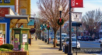 Ephrata, PA / USA : A downtown street scene of the business district in the Borough in Lancaster County