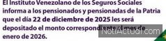 CUANDO PAGAN LA PENSION IVSS BONO DE GUERRA DICIEMBRE 2025