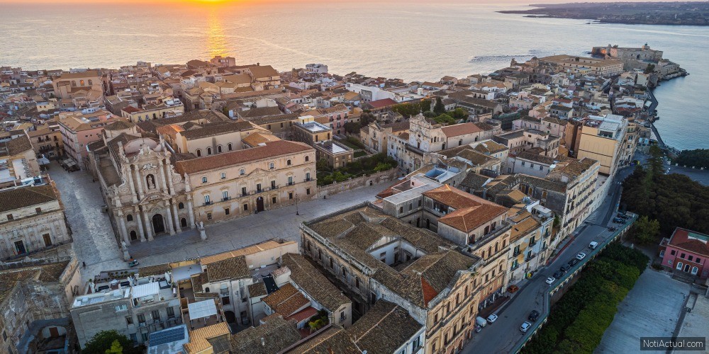 Aerial View of Ortigia Island in Syracuse, Sicily, Italy