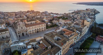 Aerial View of Ortigia Island in Syracuse, Sicily, Italy