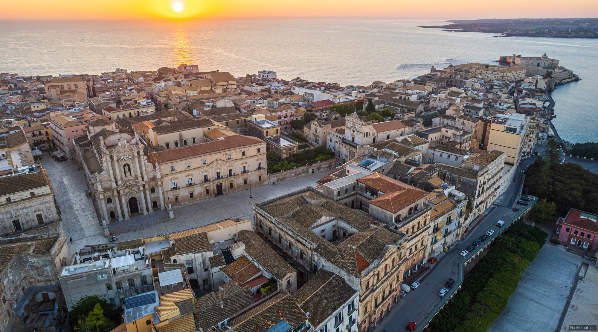 Aerial View of Ortigia Island in Syracuse, Sicily, Italy