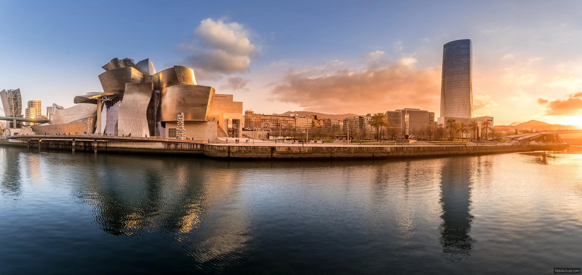 Bilbao waterfront during sunset Basque Country Spain