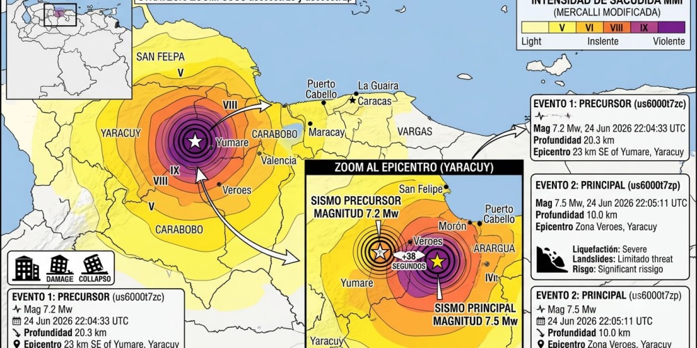 Doblete Sísmico terremoto en venezuela 24 junio 2026