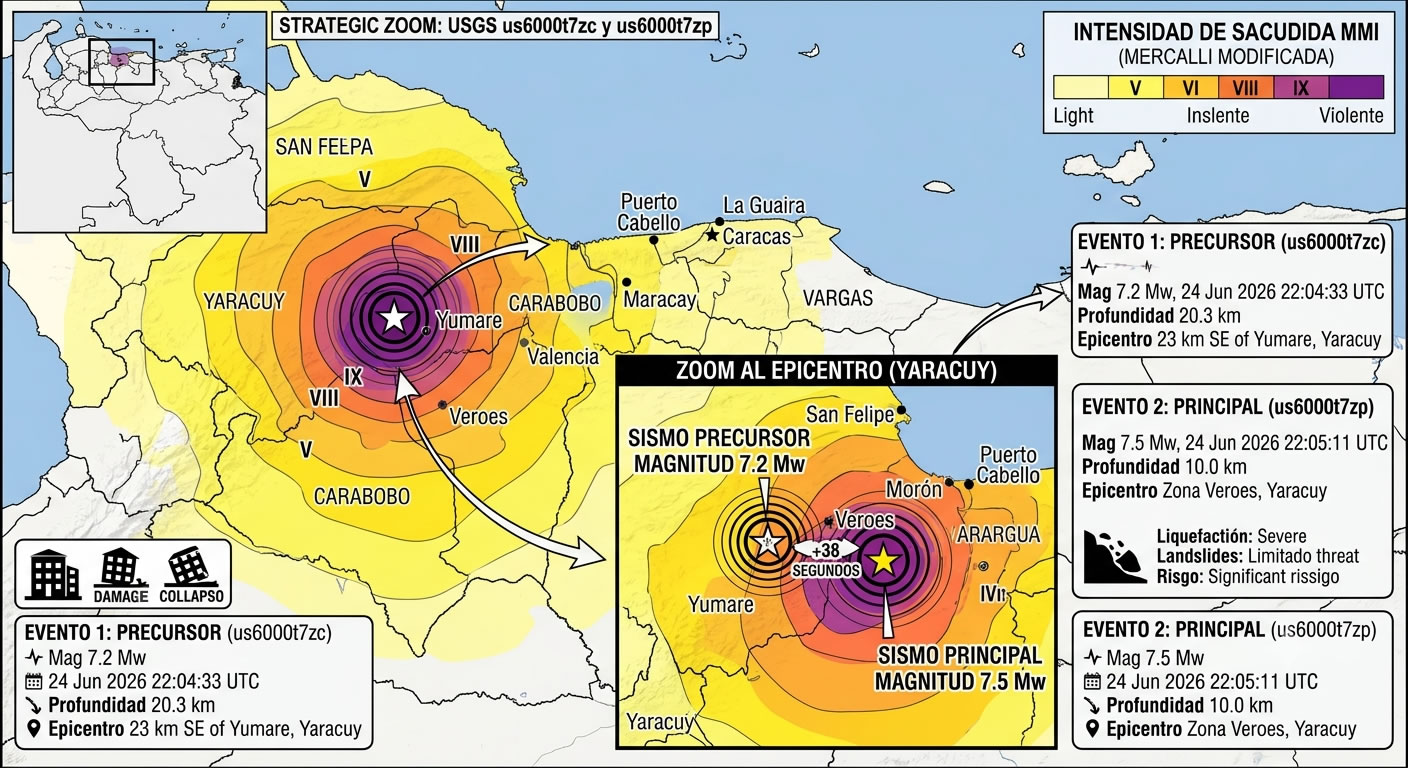 Doblete Sísmico terremoto en venezuela 24 junio 2026