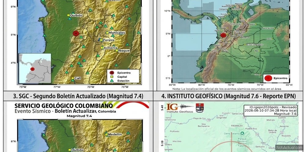 Servicio geológico de Colombia afirma que el sismo de este 10/08/26 fue de 6.7 grados
